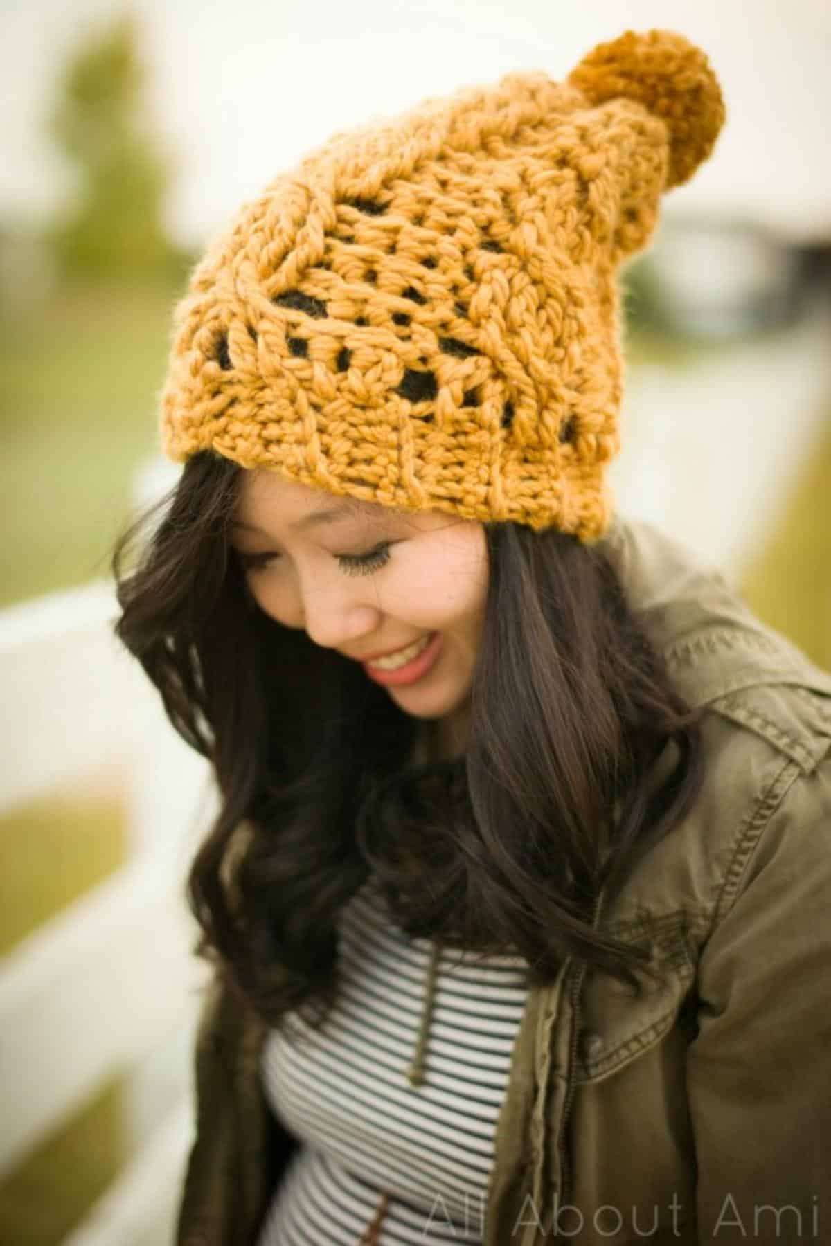 Chunky Cabled Slouchy Beanie