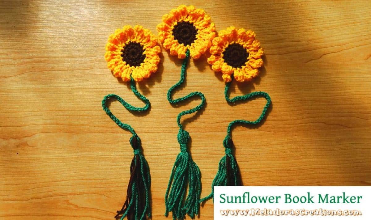 Sunflower Crochet Bookmarks