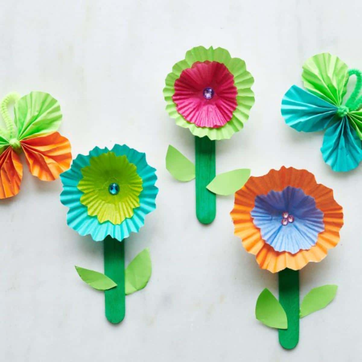 Butterfly and Flower Cupcake Liner Crafts