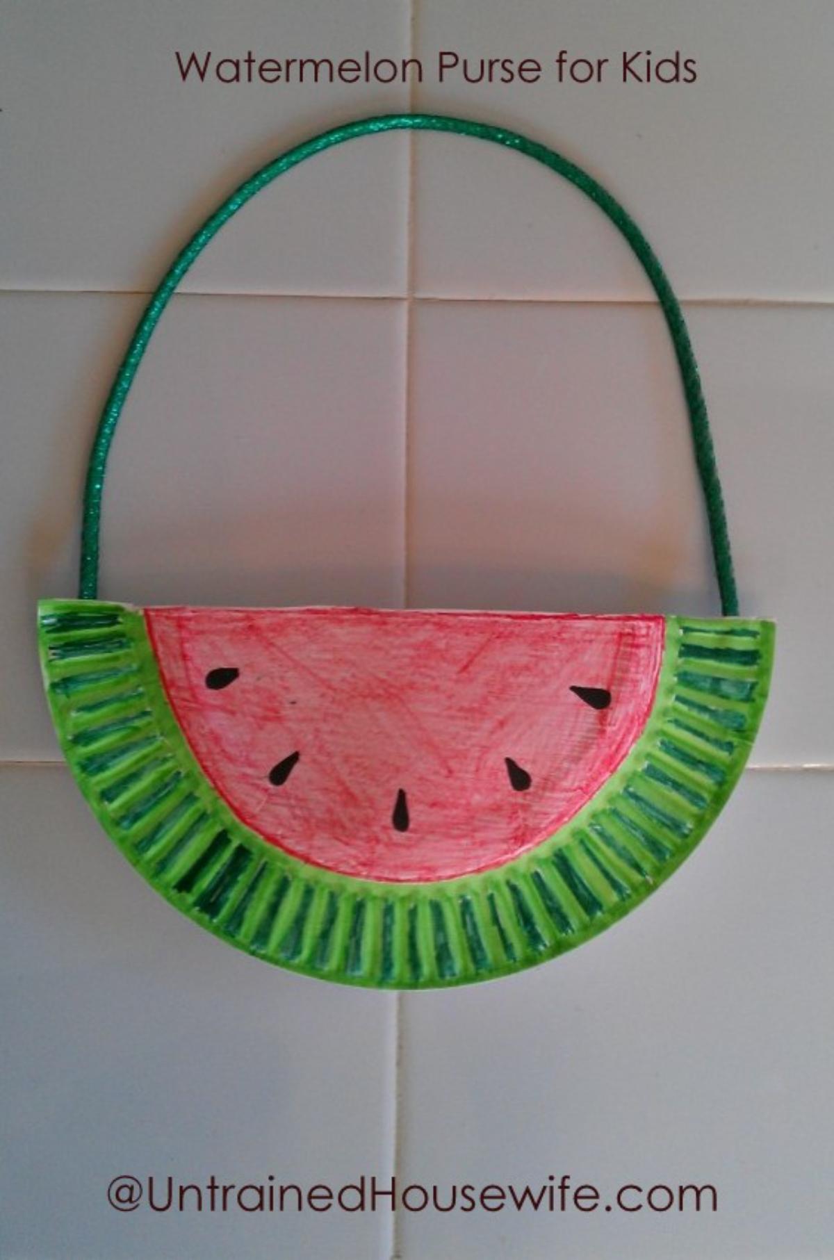 Paper Plate Watermelon Purse for Kids