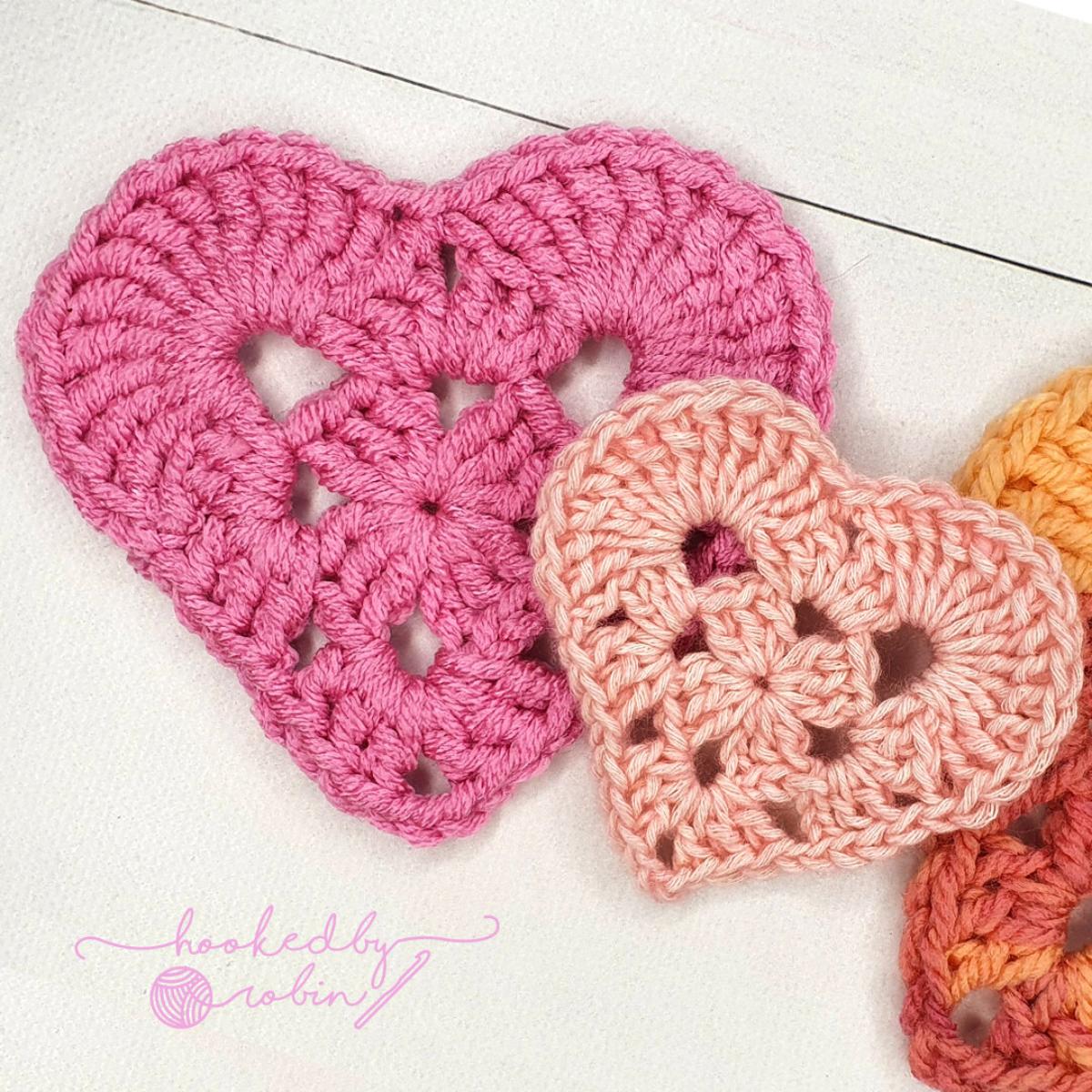 Crochet Granny Heart Coasters