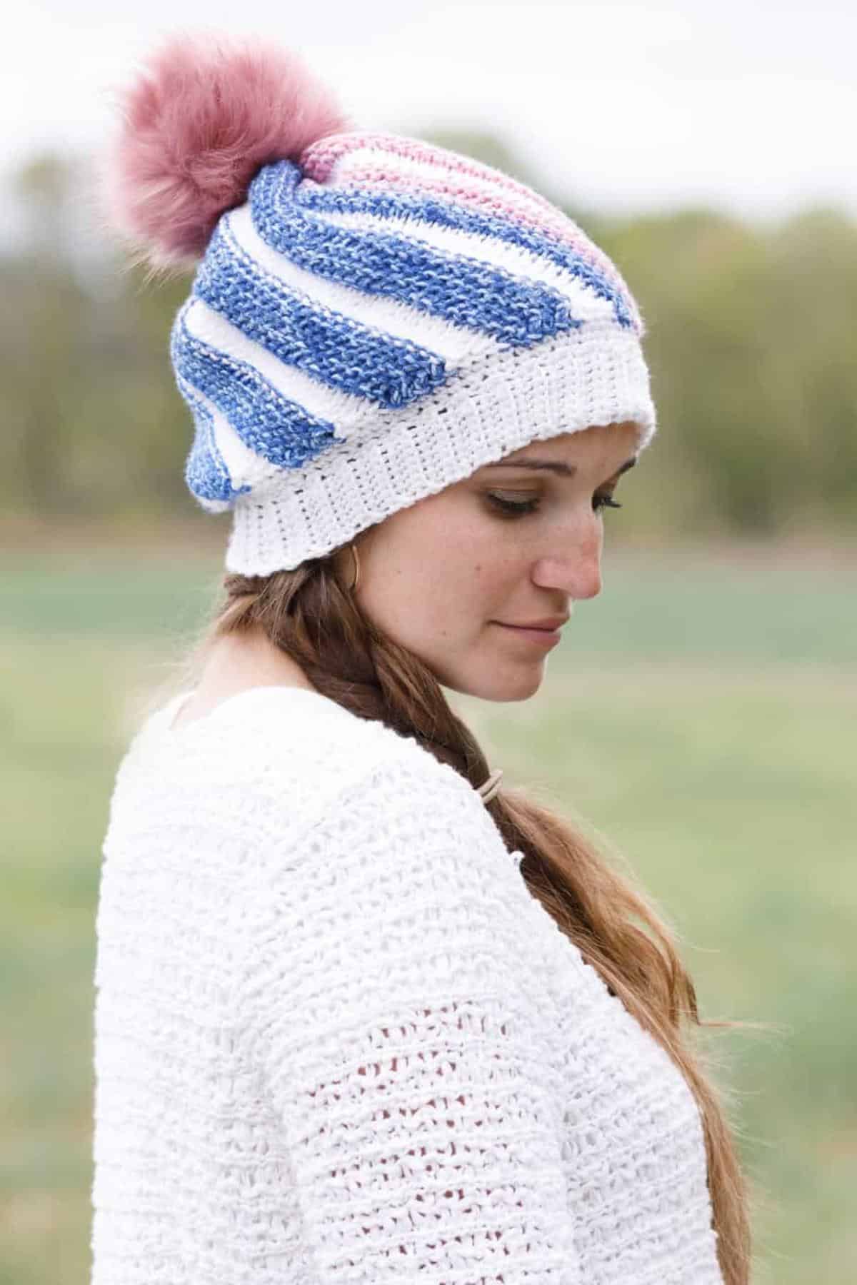Swirl Tunisian Crochet Hat
