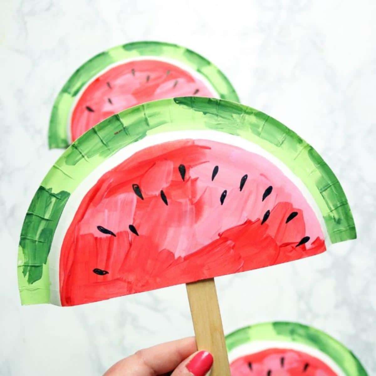 Watermelon Paper Plate Fans