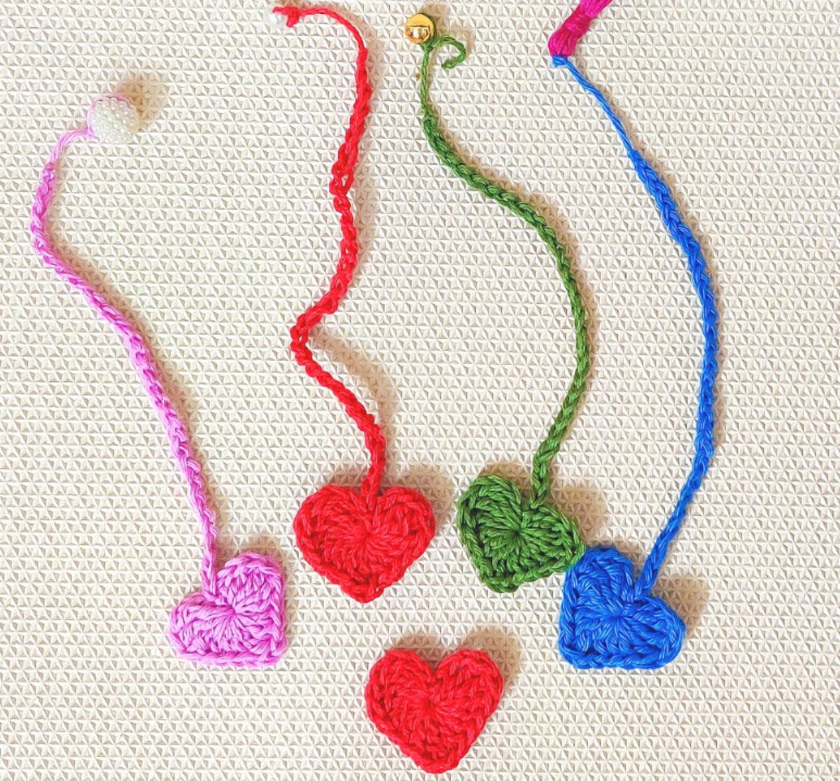 Crochet Heart Bookmarks