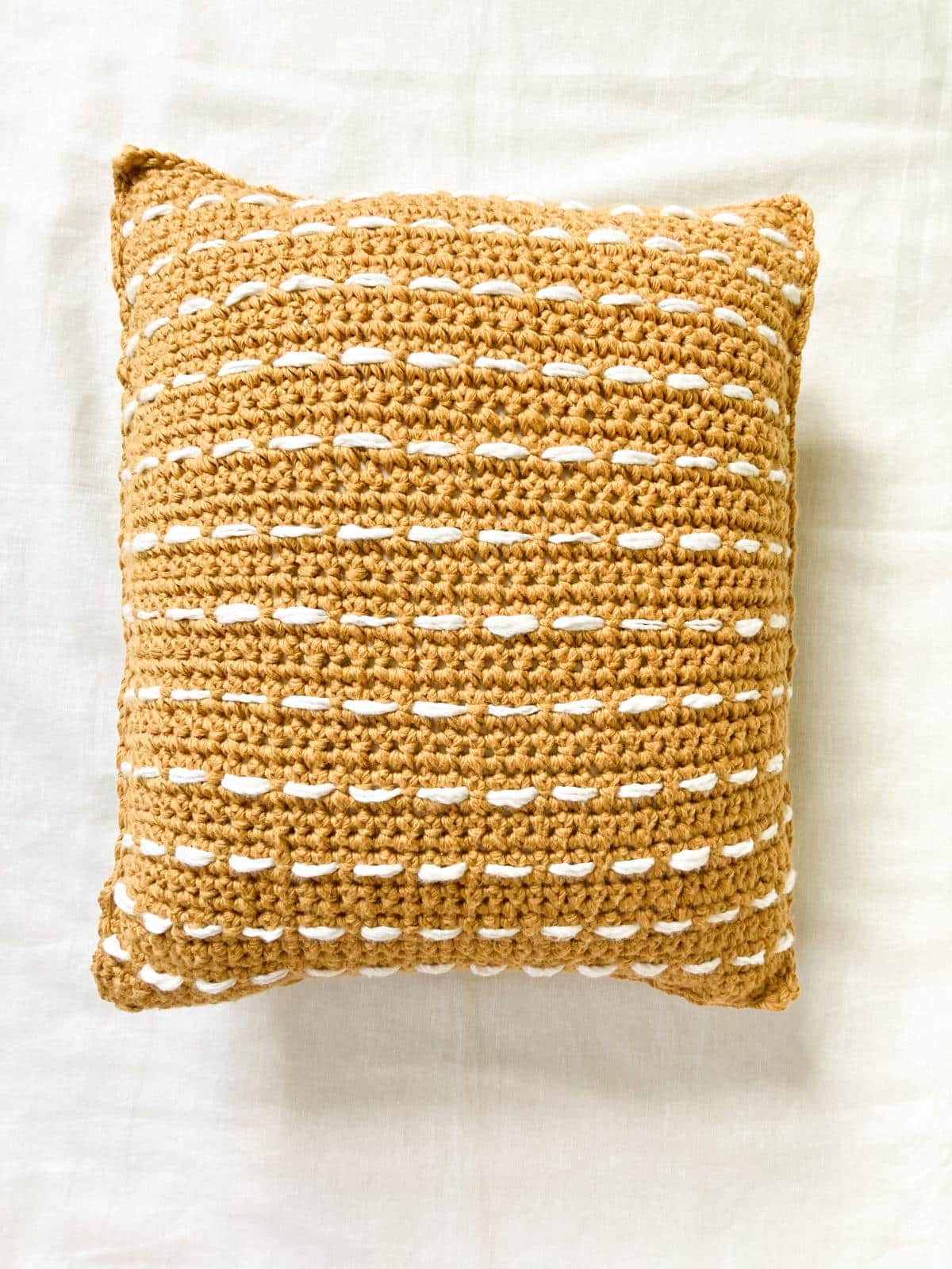 Striped Boho Crochet Pillow 