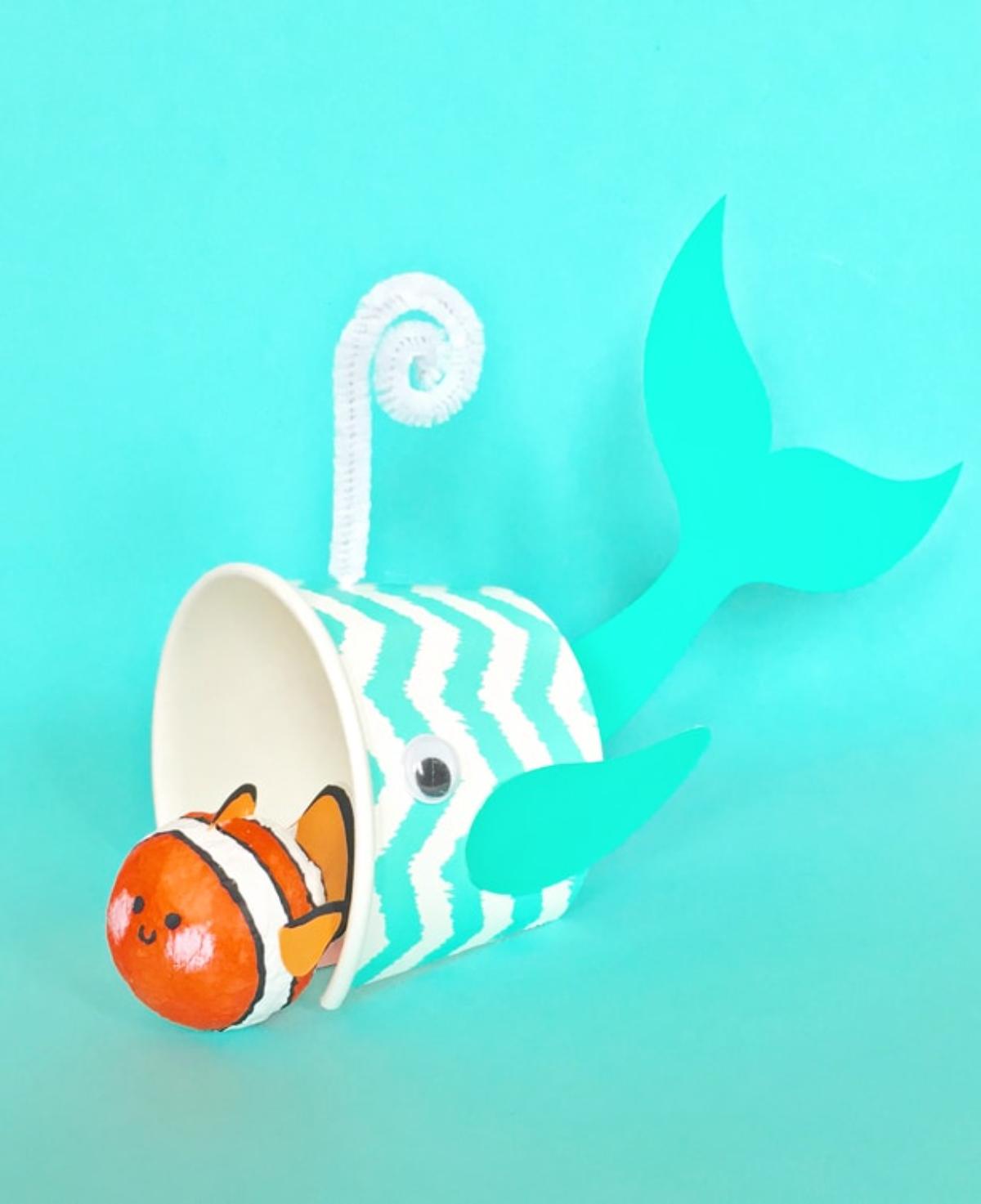 Whale and Clown Fish Paper Cup Craft