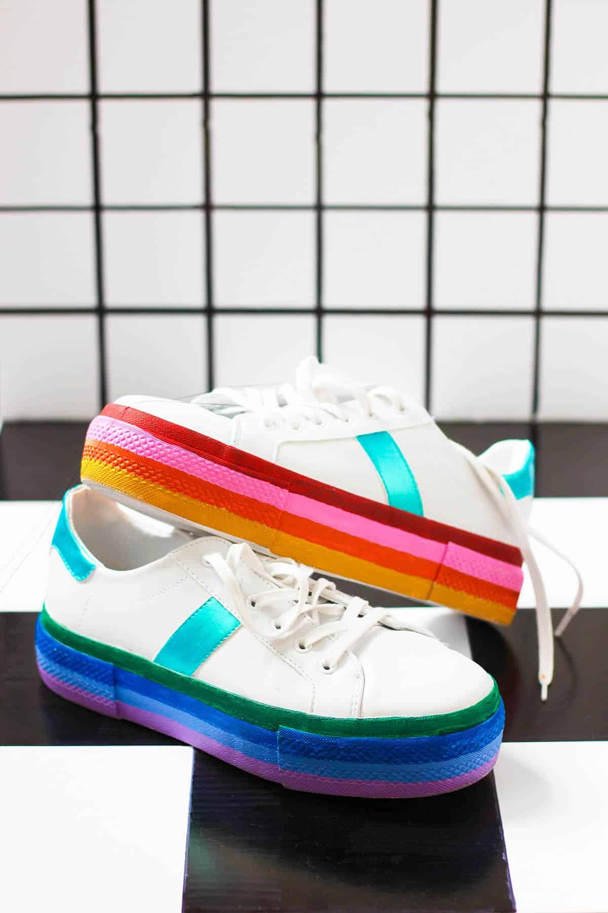 DIY Rainbow Platform Sneakers