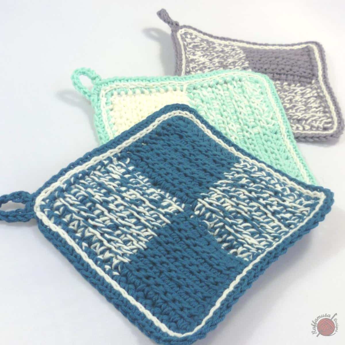 Tunisian Crochet Cottage Potholders