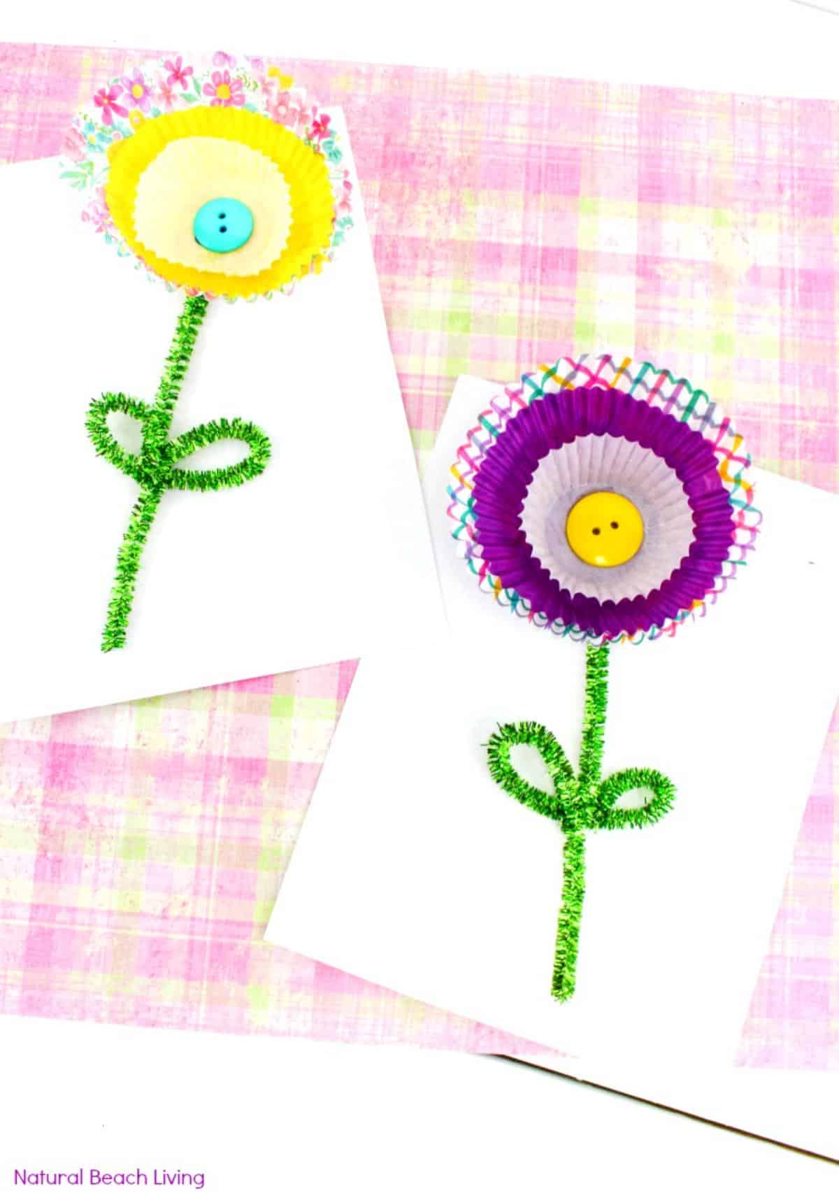 Spring Flower Cupcake Liner Flower Craft For Kids