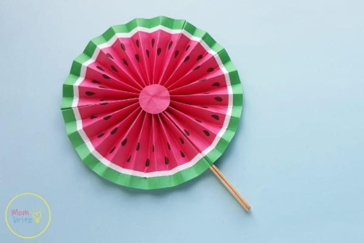 Easy Watermelon Paper Fan Craft for Kids