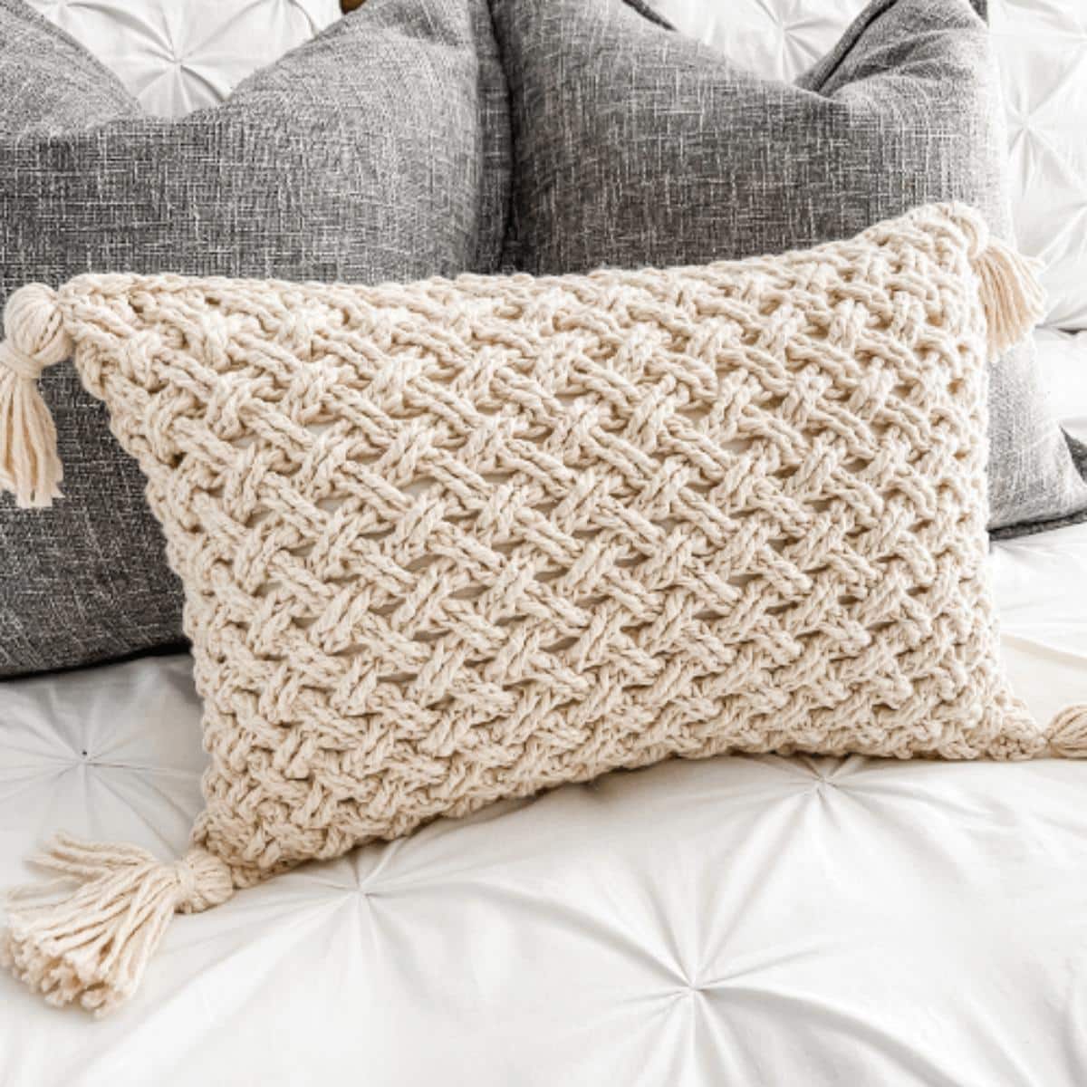 Celtic Weave Crochet Throw Pillow 