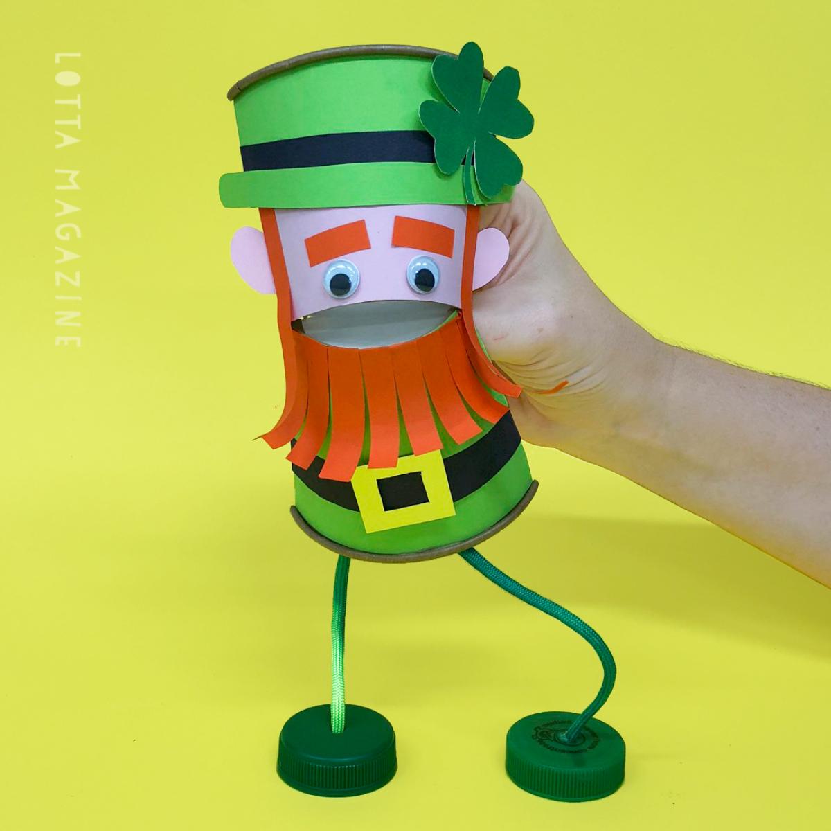 Leprechaun Puppet With Paper Cups