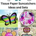 23 Tissue Paper Suncatchers Ideas and Sets pinterest image.
