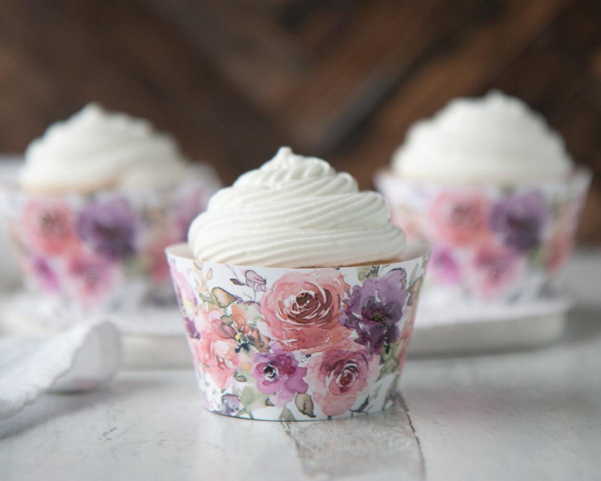 Peach/Lavender Roses Cupcake Wrappers