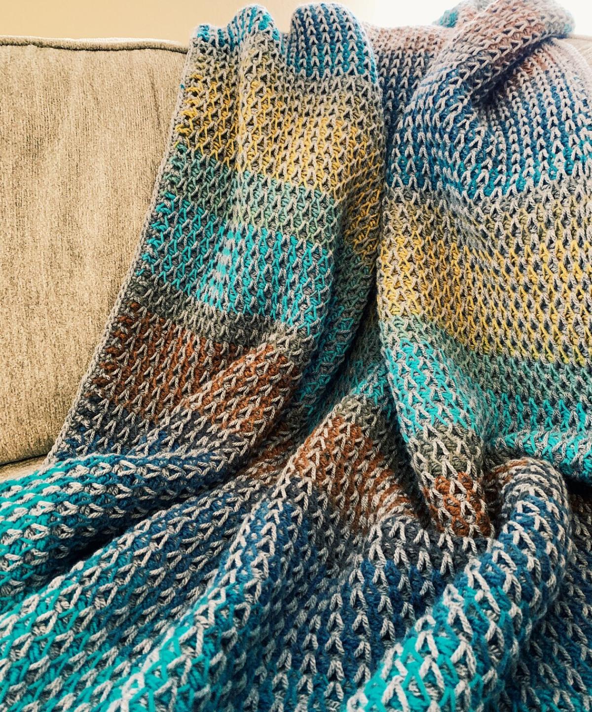 Tunisian Crochet Throw Blanket