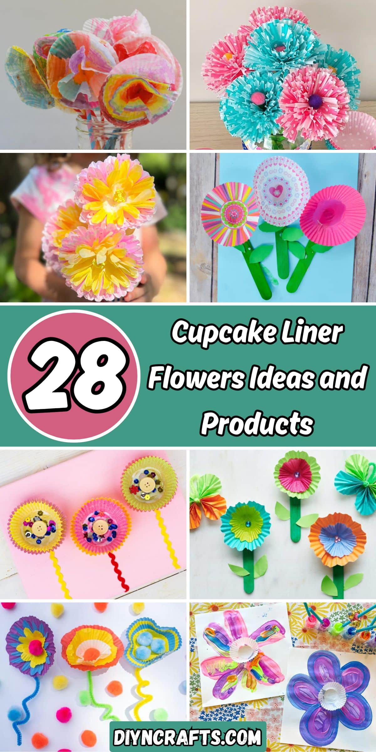 28 Cupcake Liner Flowers Ideas and Products collage.