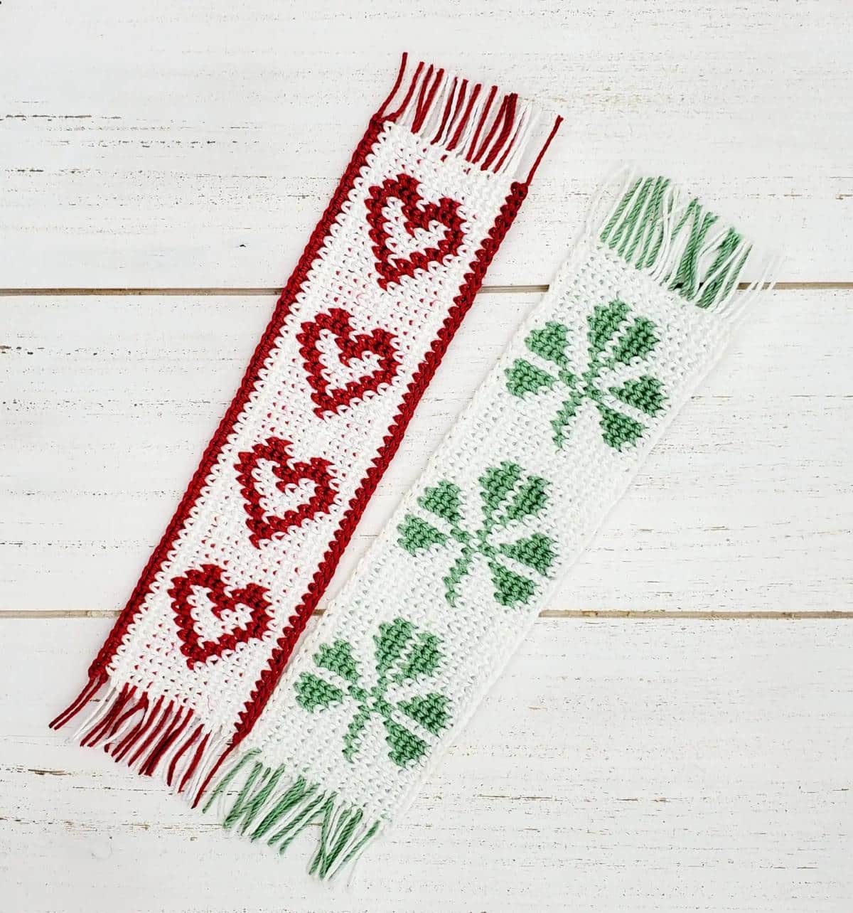 Heart and Leaf Crochet Bookmarks