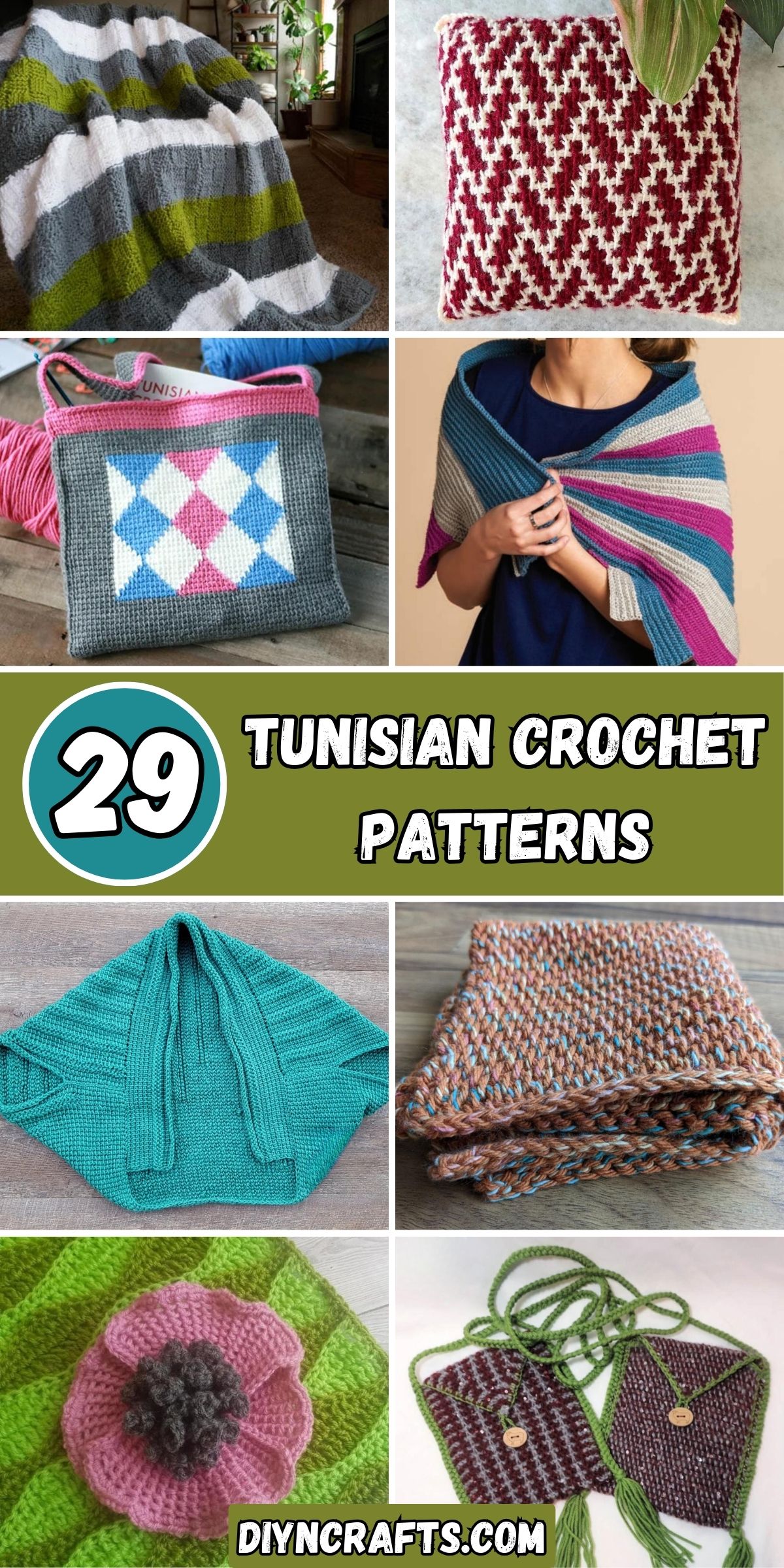 29 Tunisian Crochet Patterns collage.