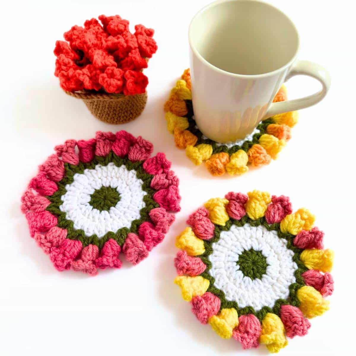 Flower Pot Coaster Set