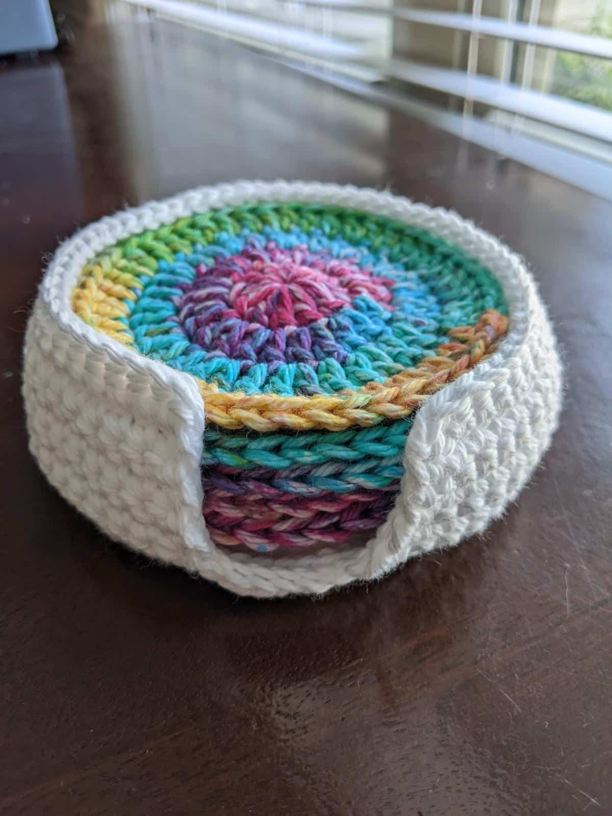 Crochet Coaster and Coaster Holder