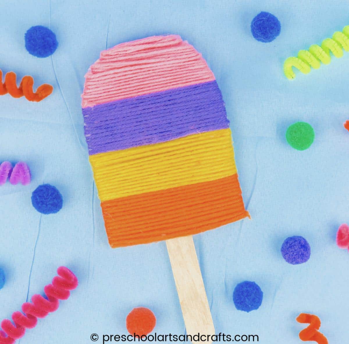 Yarn-Wrapped Popsicle Craft