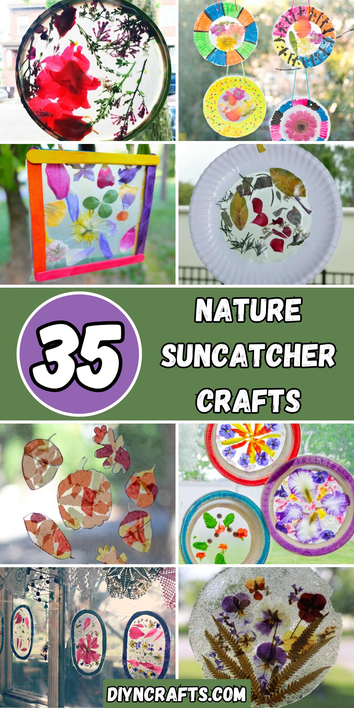 35 Nature Suncatcher Crafts collage.