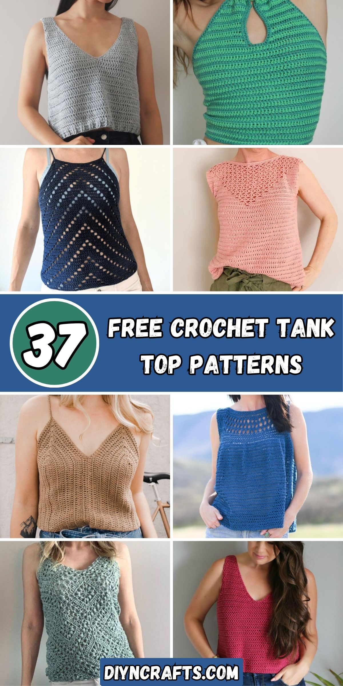 37 Free Crochet Tank Top Patterns collage.