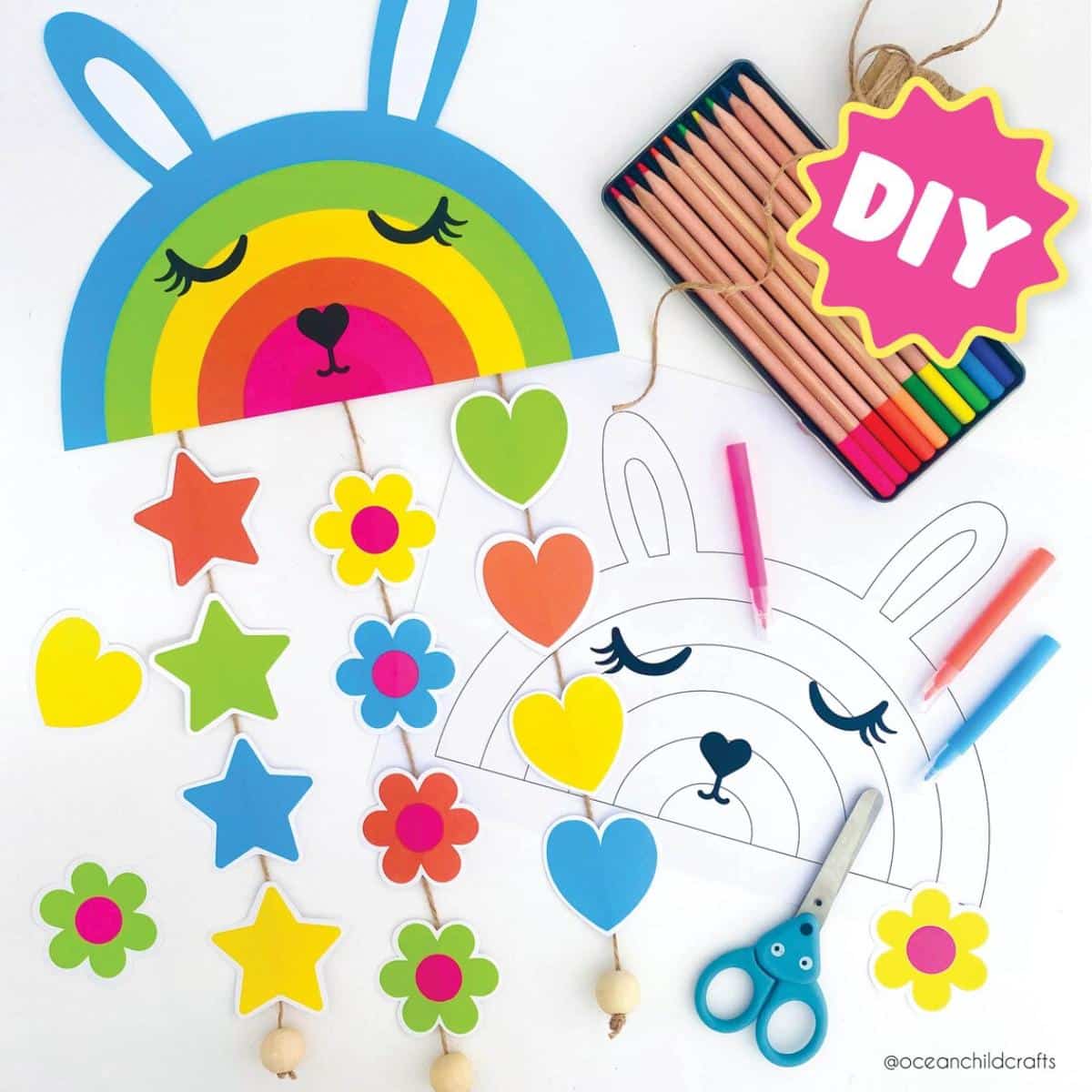 Rainbow Mobile Printable Kids Craft Kit