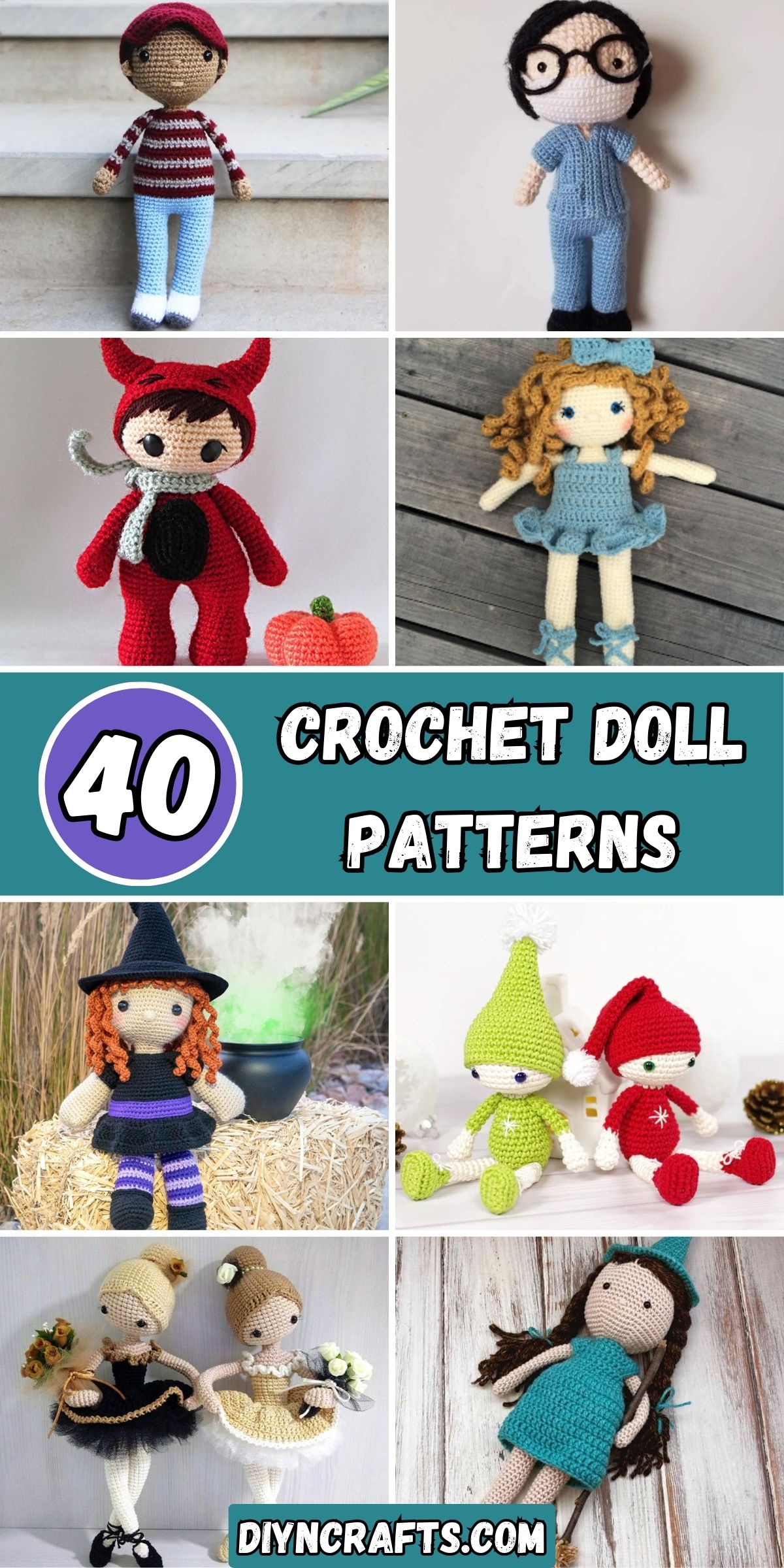 40 Crochet Doll Patterns collage.