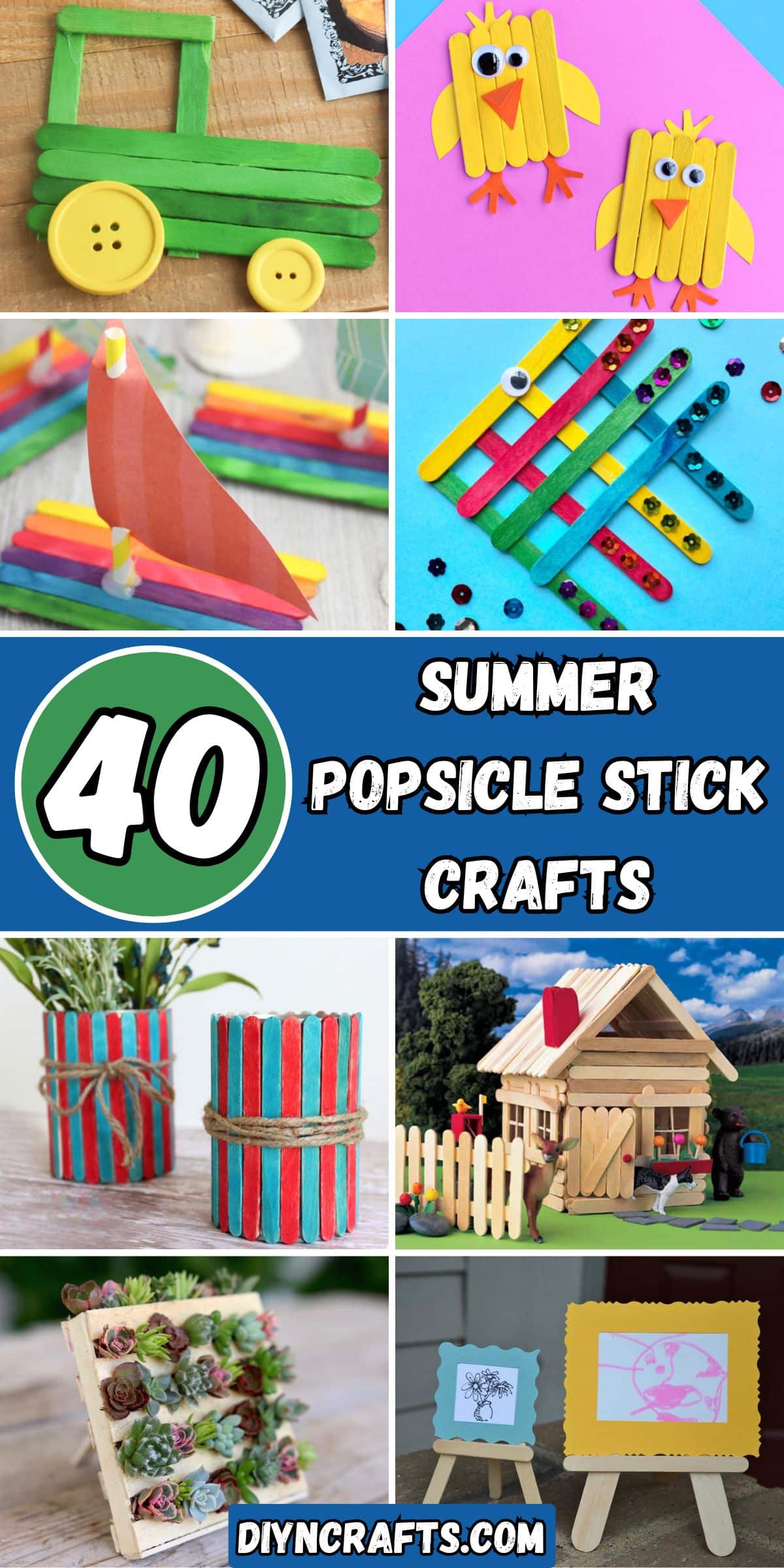 40 Summer Popsicle Stick Crafts collage.